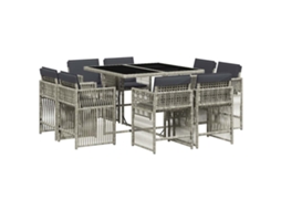 Conjunto de 9 Jantar para Jardim com Almofadões Cinzento Claro MAISON EXCLUSIVE