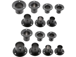 Suportes De Varão Flangeados Para Guarda Roupa, Pretos, Para Varões De Pendurar, Parafusos De Aço Inoxidável 19 22 25 32mm