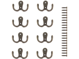 Conjunto de 8 Ganchos Metal com Parafuso Duplo para Roupas e Organização Doméstica BRILVIBERA