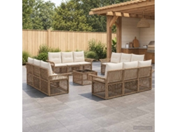 Vidaxl Conjunto De Sofá De Jardim 13 Unid. Bege Vime Pe