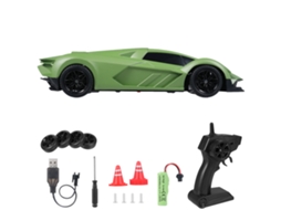Mali carro de Controle Remoto 2.4ghz 1:20 4wd com Luzes Led Pneus de Derrapagem para Crianças Meninos Meninas Verde Bateria Recarregável