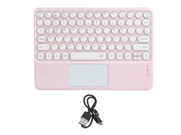 Teclado Sem Fio Bluetooth (controle Táctil, Recarregável) Chaveiro Redondo Macaron Para Telefones Móveis, Ipads E Laptops