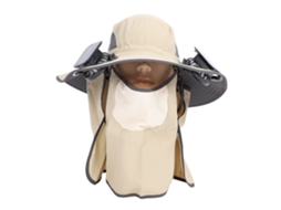 Chapéu Solar com Ventilador Usb Carregamento Solar Khaki