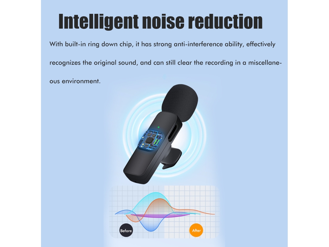 Microfone Bluetooth Lavalier Sem Fio Plug And Play Com Cancelamento De Ruído