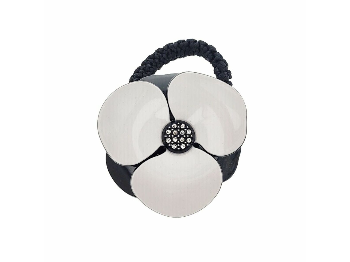 Elástico de Cabelo Araban Flor Preto Branco