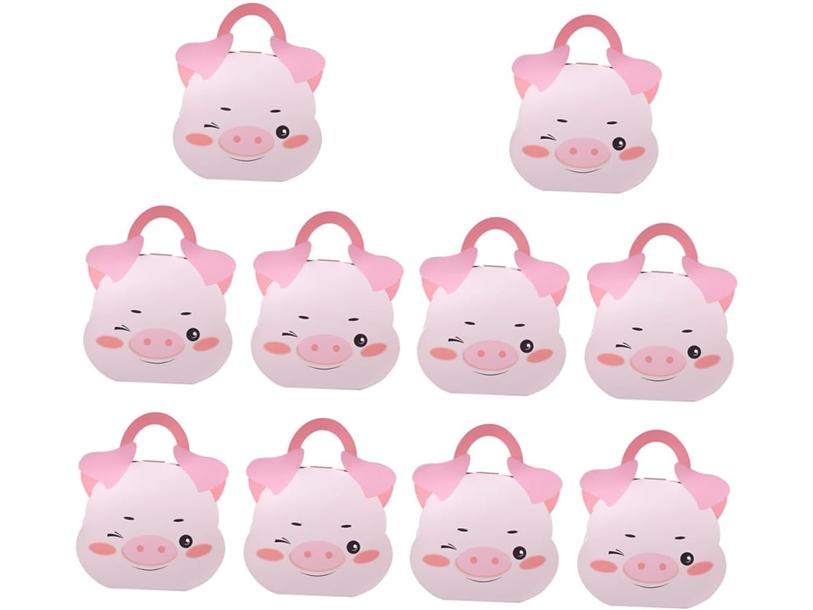 Solustre 10-caixas De Doces Com Estampa Porquinho Rosa, Lembrancinhas De Papel Dobráveis Para Festas Aniversário
