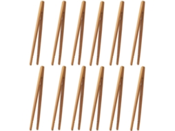 Conjunto De 12 Pinças Para Servir Alimentos, Em Bambu, Para Pão, Saladas, Bolos, Buffet E Churrasco
