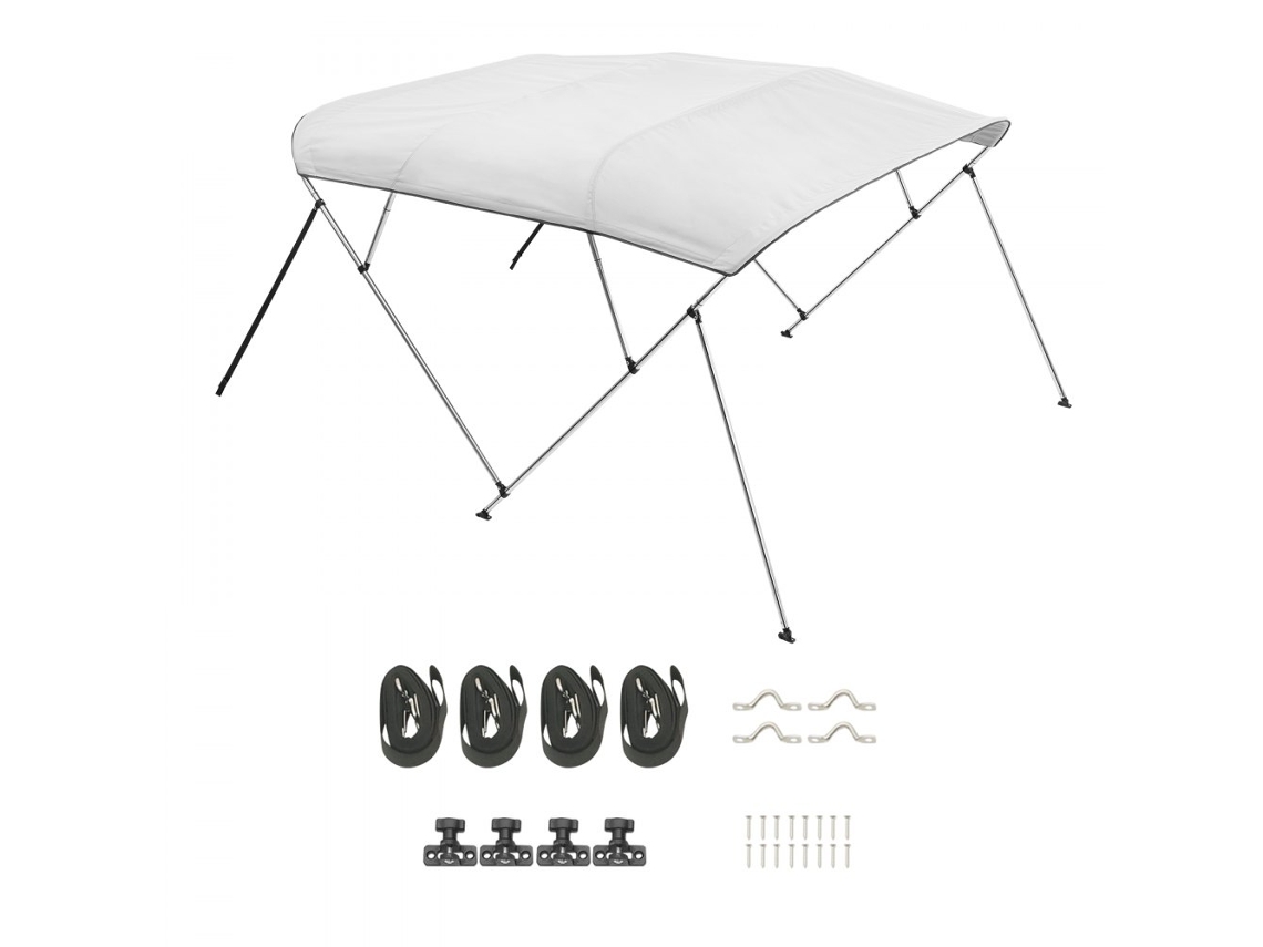 Bimini Top 600d Cinzento Claro com proteção UV e estrutura de 4 arcos para barcos de 67" a 72"