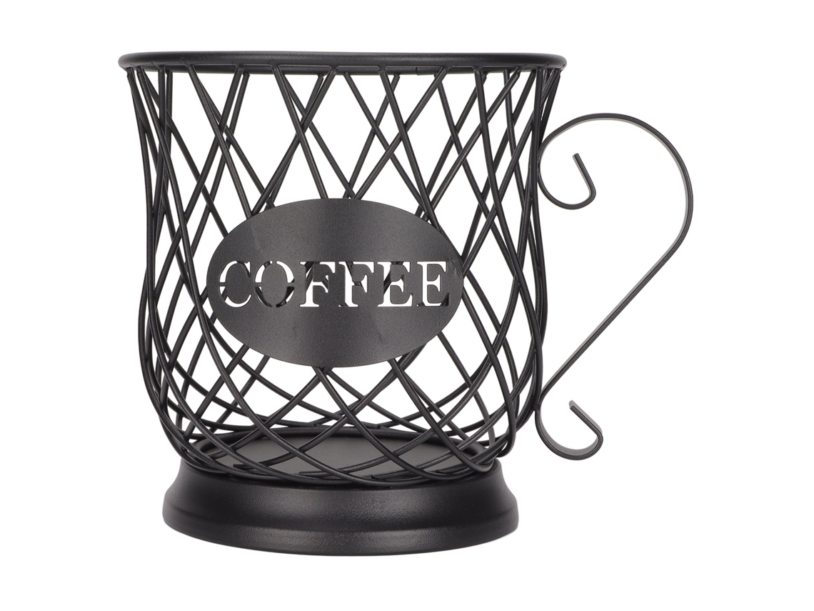 Cesto Organizador de Cápsulas de Café em Ferro, Grande Capacidade, Preto