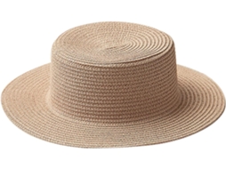 Chapéu De Palha Simples, Estilo Primavera, Para Uso Externo - Feminino - Dobrável, Cor Nude, Tamanho Único