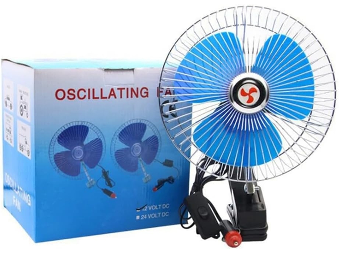 Ventilador Oscilante De Metal 12v/24v Para Carro E Caminhão Com Fluxo