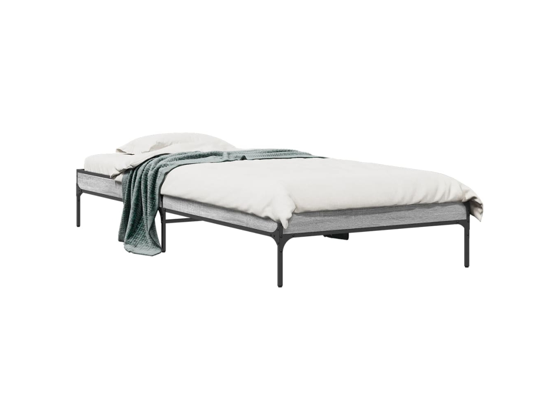 Bed Frame, Bed Frames Vidaxl Cinzeto Madeira Processada (100 X 200 Cm)