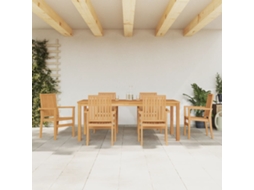 Conjunto Jantar Para Jardim 7 Peças Madeira De Teca Sólida Dkd Home Decor