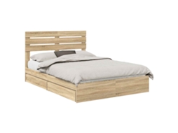 Cama com Armazenamento com Gaveta Carvalho Sonoma MAISON EXCLUSIVE 160x200 cm