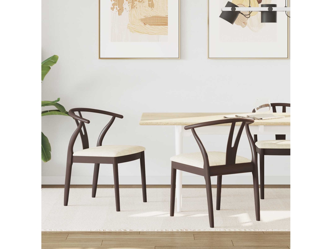 Vidaxl Cadeira De Jantar 2 Pcs Marrom Claro E Claro