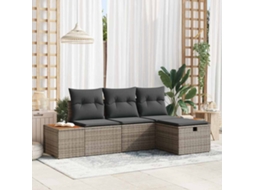 Vidaxl Conjunto De Sofá De Jardim 4 Unid. Cinzeto Vime Pe