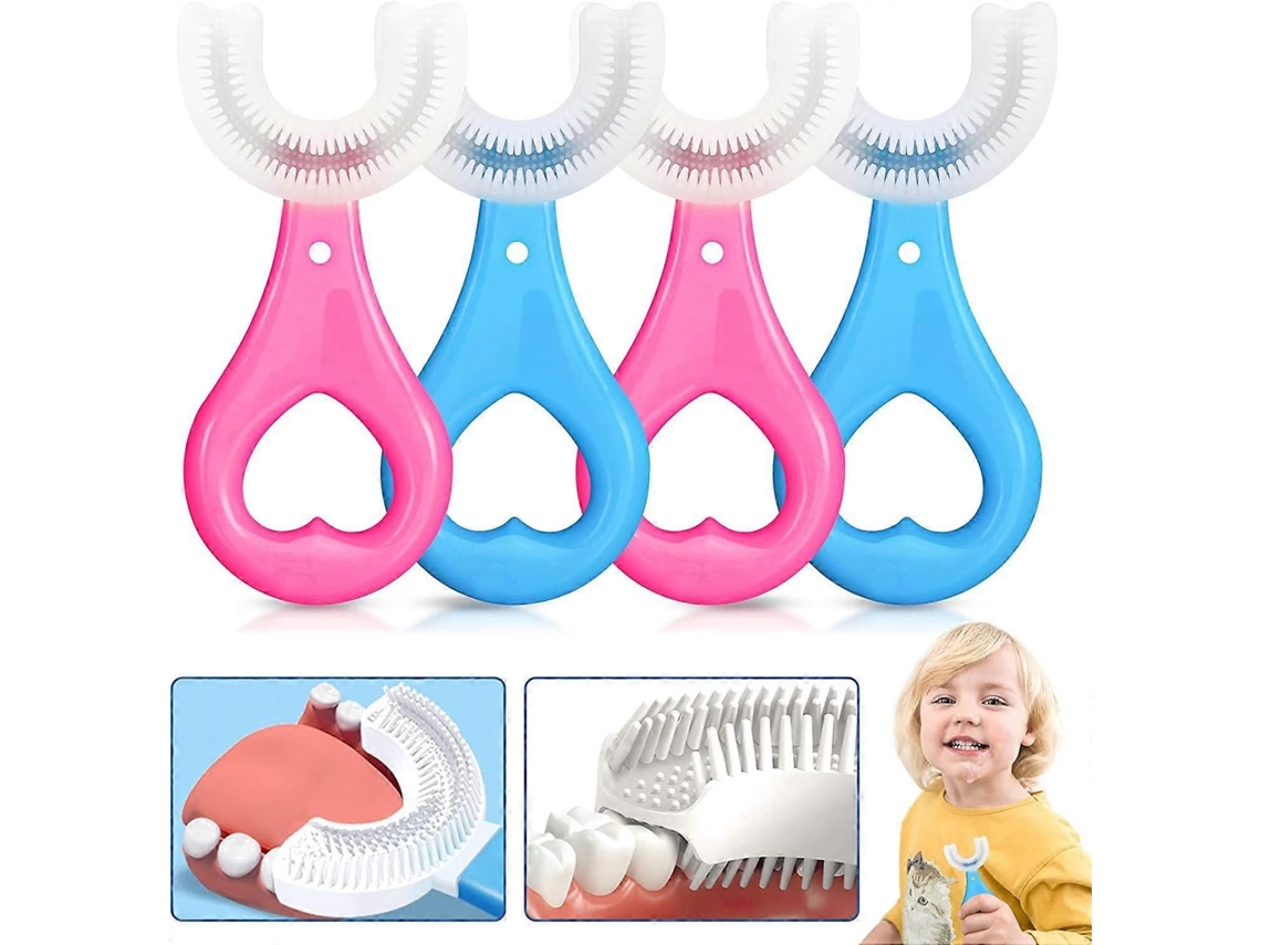 Escova de Dentes Infantil em Formato U, Pacote com 4 Unidades para Bebês e Crianças Design Li Mpeza Oral 360°. GOKOCO