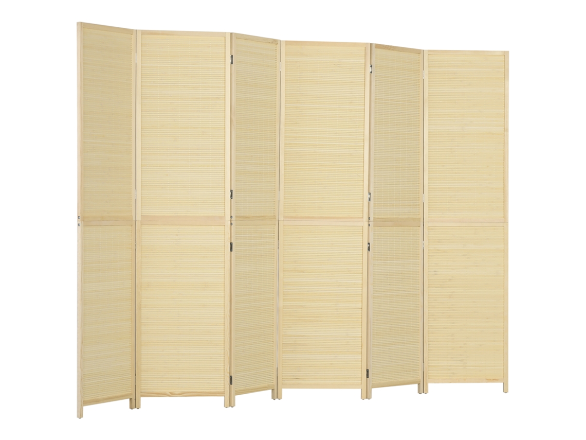 Divisor 270x180cm 6 Painéis Bambu Dobrável, Natural