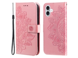 Capa Em Couro Pu À Prova De Choque, Para Apple Iphone 16 - Rosa