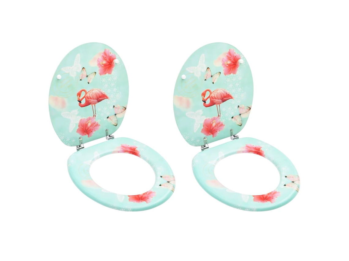 Vidaxl Assentos Sanita Com Tampas 2 Pcs Mdf Design Flamingo