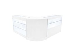 Conjunto de Balcões Comerciais MonsterShop Hera, Branco, K1200C1200CM60, MDF e Vidro Temperado