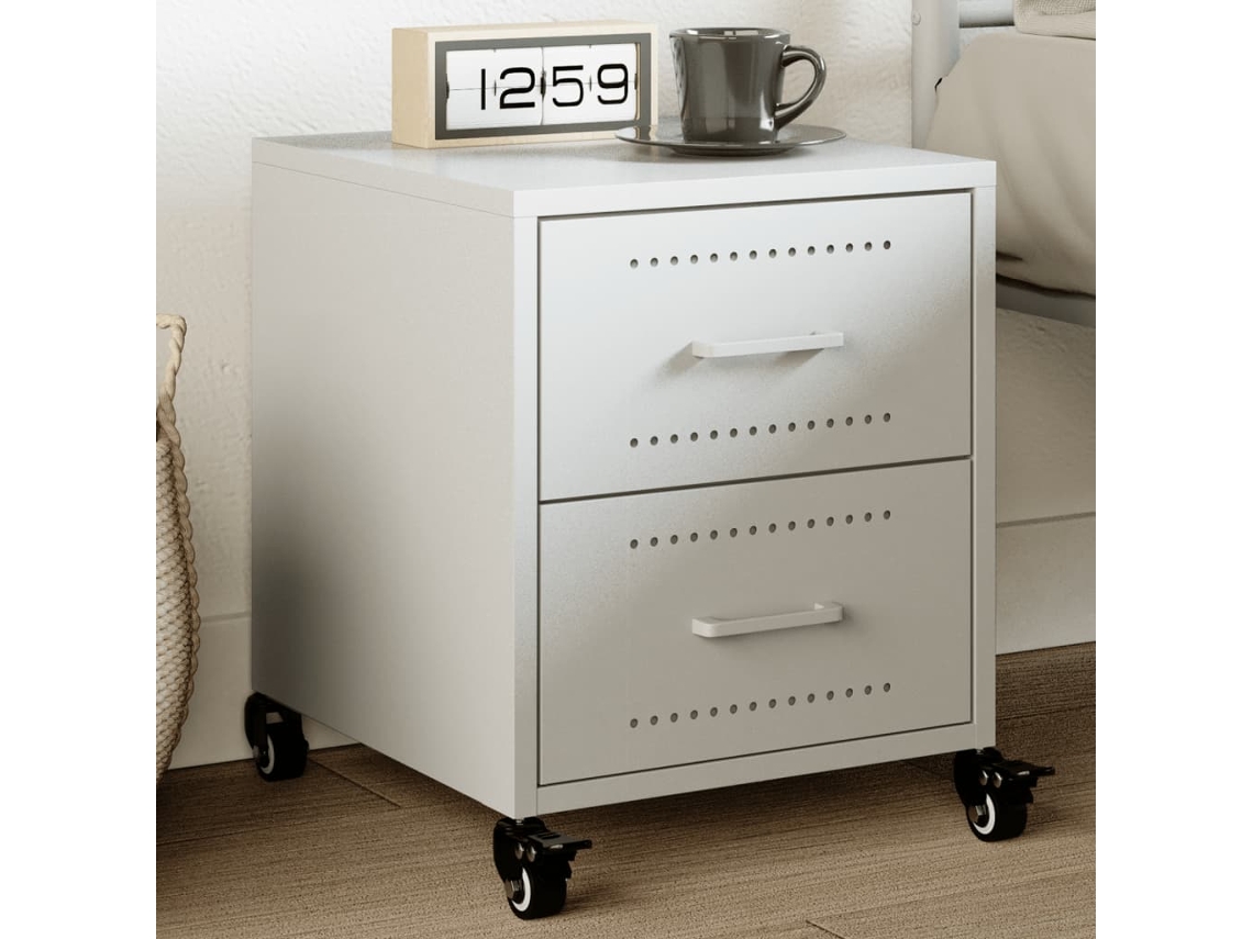 Vidaxl Mesa De Cabeceira 36x39x43,5 Cm Aço Branco