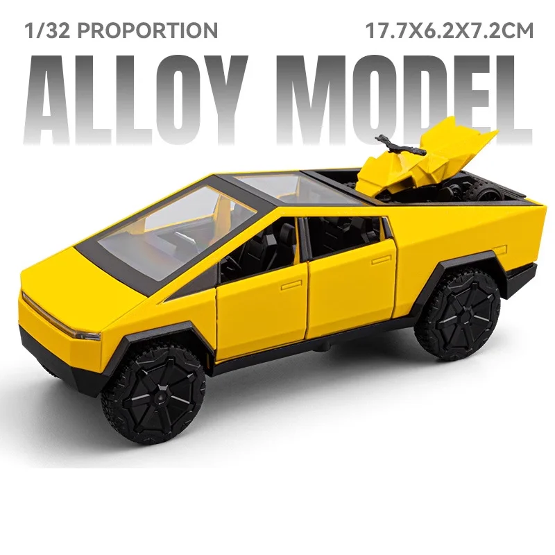 (cz32873 Amarelo) Modelo De Caminhonete Em Escala 1:32, Com Funções De Som E Luz, Portas Que Podem Ser Abertas, Veículo Off-road.