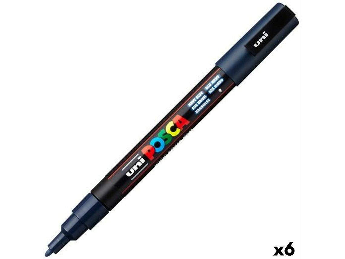 Marcador POSCA Pc-3M Azul Marinho 6 Unidades