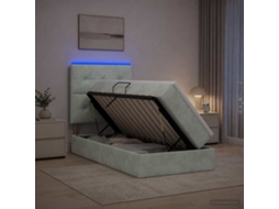 Vidaxl Cama De Armazenamento Led Com Colchão Cinzento-claro