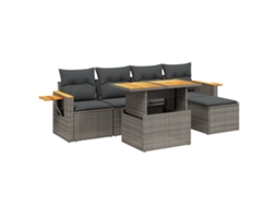 Conjunto de 6 Sofás de Jardim com Almofadões Vime Cinzento MAISON EXCLUSIVE (80x200 cm)