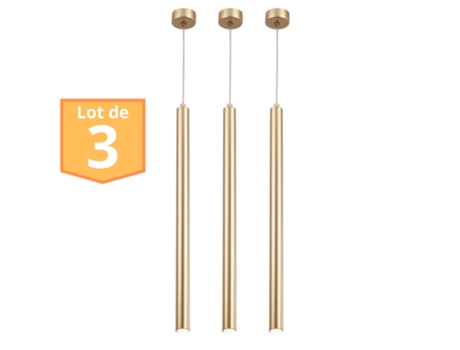 Conjunto de 3 suspensões tubo design dourado G9 10W IP20