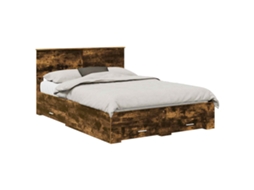Estrutura da Cama com Cabeceira Carvalho Defumado 140x190 cm MAISON EXCLUSIVE