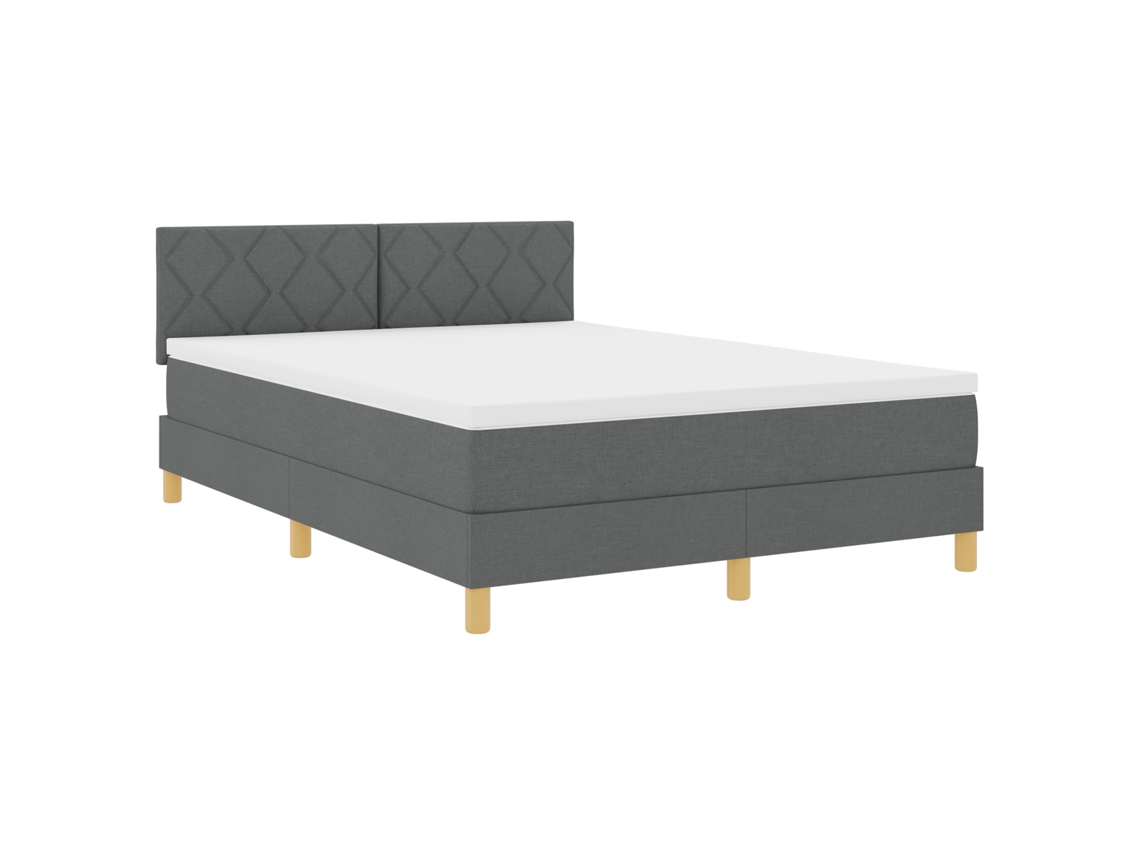 Cama Box Spring  Com Colchão & Led Cinza Escuro Vidaxl Tecido (140x200 Cm)