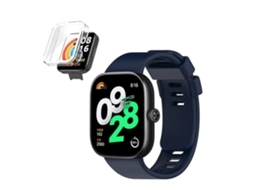 Kit Capa de Proteção Bracelete Siliconee Compativel com Xiaomi Redmi Watch 4 Azul Escuro