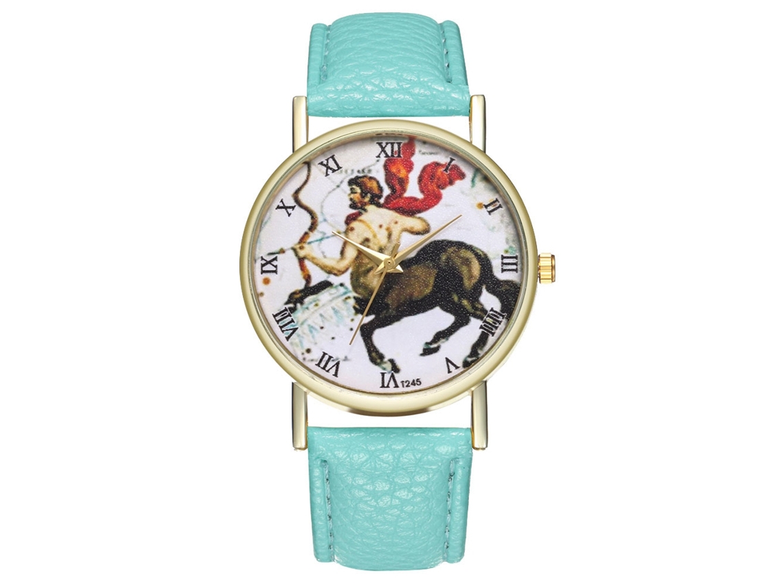 Relógio de quartzo Centaurus Universal de estilo simples com pulseira de couro para estudantes (verde menta)