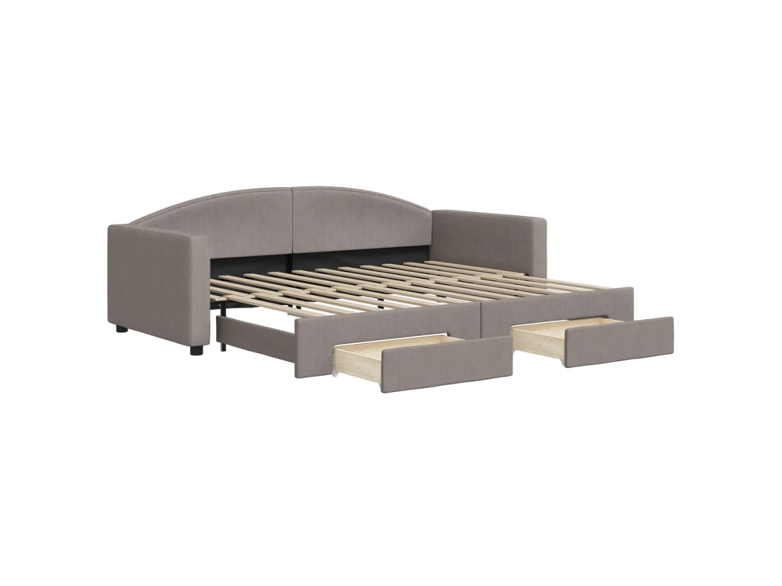 Sofá cama com Gavetão e Gavetas 90x200 Cm Veludo Cinza MAISON EXCLUSIVE