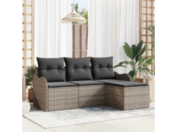 Vidaxl Conjunto de Sofá de Jardim 4 Pcs Cinzeto Vime Pe
