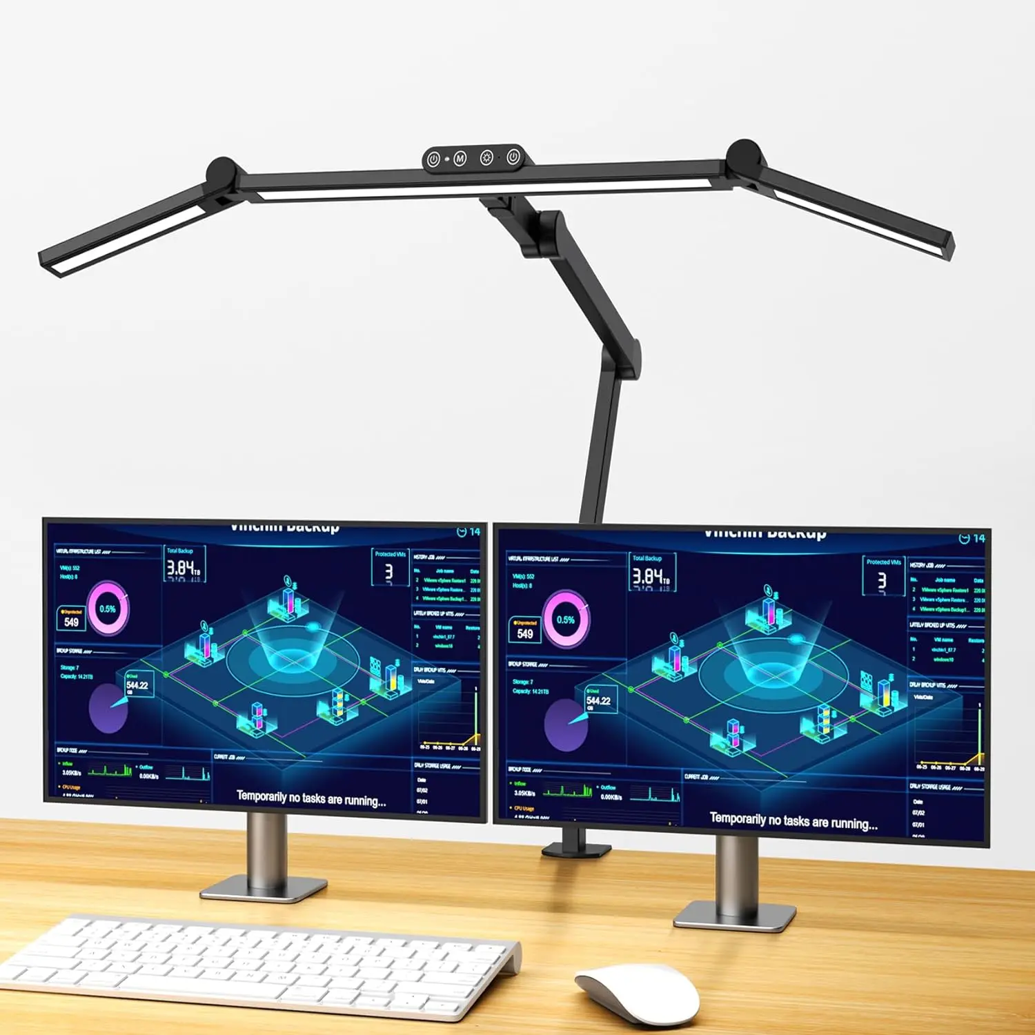 Luminária De Mesa Led (preta) Com Clipe, 24w, Com Iluminação Ambiente E Função De Dimerização Automática.
