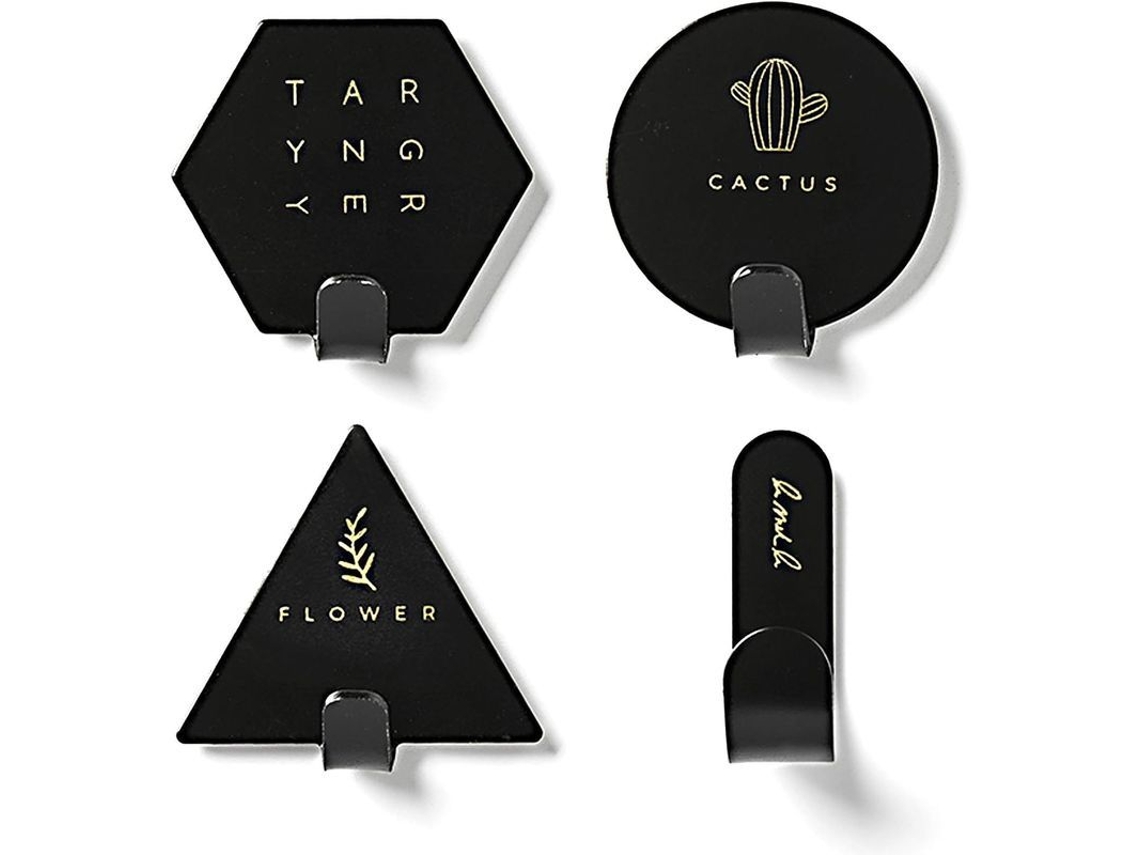 Ganchos De Pared Geométricos 4 Piezas Acero Inoxidable Resistente Al Agua Autoadhesivos Para Hogar