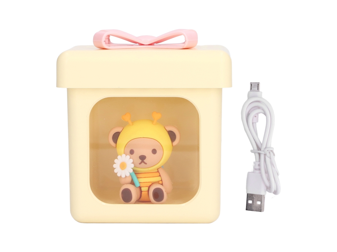 Lanterninha de Noite Urso fofo, LED, USB, carregável, luz suave, para quarto infantil, cabeceira | S/MARCA