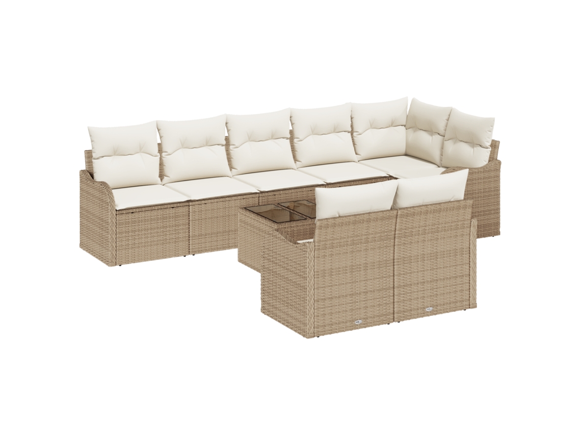 Conjunto 9 De Sofás De Jardim Com Almofadas Vidaxl Em Vime Marrom