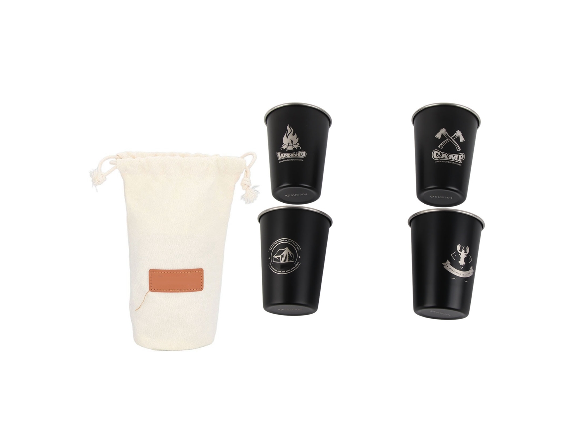 Conjunto 4 Copo Camping LAXISCREED 350ml Aço Inox