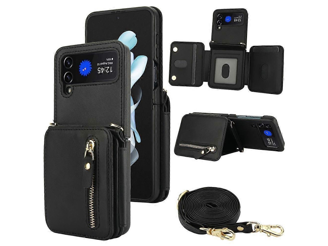 Bolsa Para Cartões Com Zíper E Fivela Dupla, Capa Dobrável Para Celular