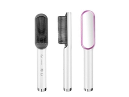 Prancha Alisadora De Cabelo Com Íons Negativos, Modeladora De Cachos 2 Em 1 Com Visor Lcd Para Cabelos Secos/molhados, Pente Elétrico Feminino.