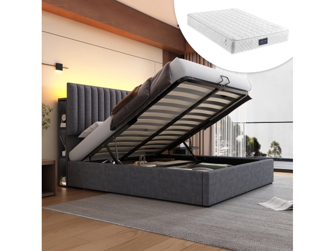 Cama Casal 160x200cm, Robusta, Durável, Design Prático, Fácil Instalação, Qualidade Superior, Colchão Não Incluso