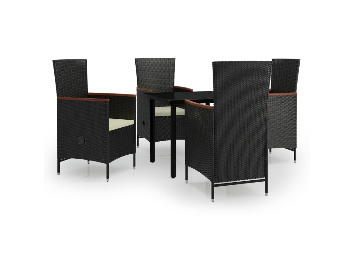 Garden Dining Set, Garden Dining Sets Vidaxl Preto Rattan / Vime (80 Cm Table Length)