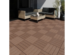 Conjunto de 11 Peças de Azulejos para Terraço Tegulas Wpc com Visual de Madeira TECTAKE