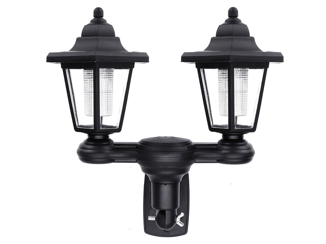 Luz Solar Parede Dupla Cabeça Vintage Ip65 Jardim Exterior