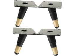 Conjunto De 4 Pés Sofá Metal Preto, Pés Cônicos De Ferro Para Móveis, 10cm, Para Mesa De Centro, Armário E Outros Móveis