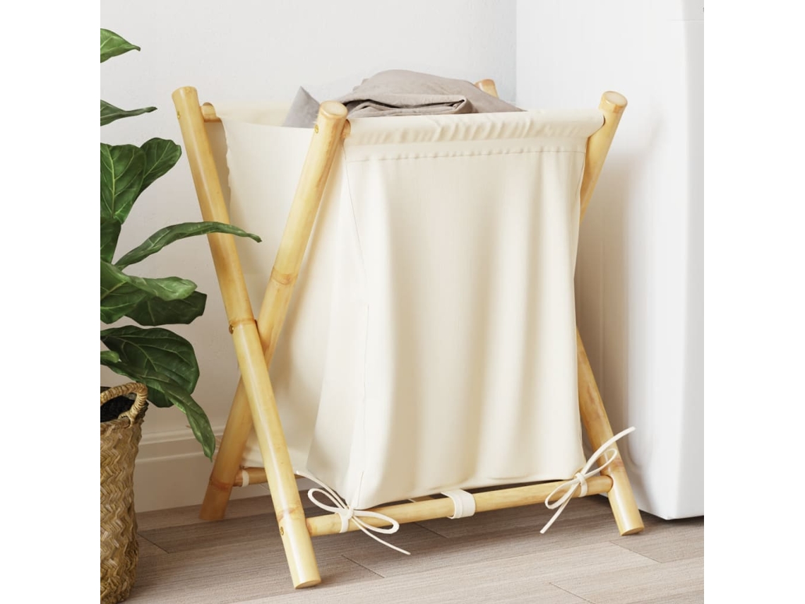 Vidaxl Cesto De Roupa 45x55x63,5 Cm Bambu Creme